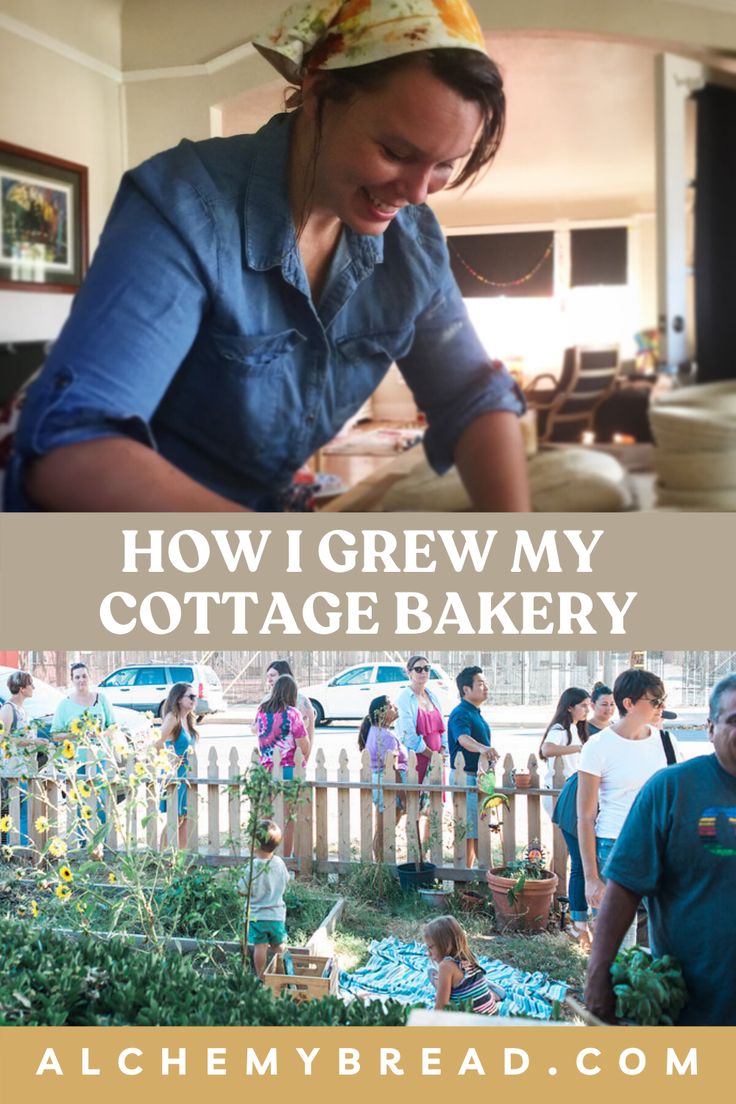 the cover of how i grew my cottage bakery by alchemy bread com, with photos of people in background