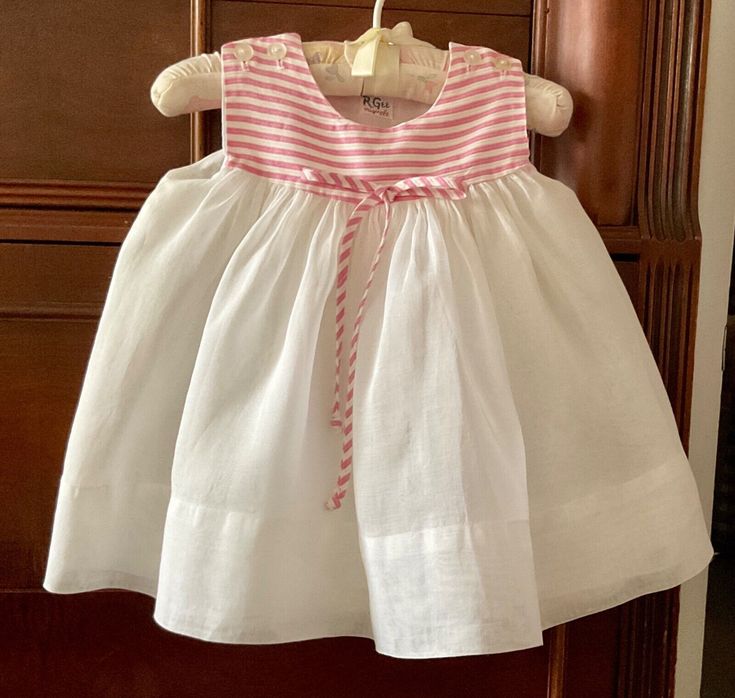 VTG R~GEE ORIGINALS LITTLE GIRLS SLEEVELESS DRESS PINK & WHITE 2 LAYERS USA Baby Fashion Newborn, Girls Attire, Pink And White Stripes, Baby Dresses, Girls Outfits, Girl Clothes, Girl Dresses, Dress Pink