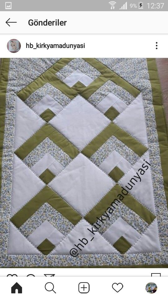 a quilted table runner is shown on the app store's iphone screen, and it