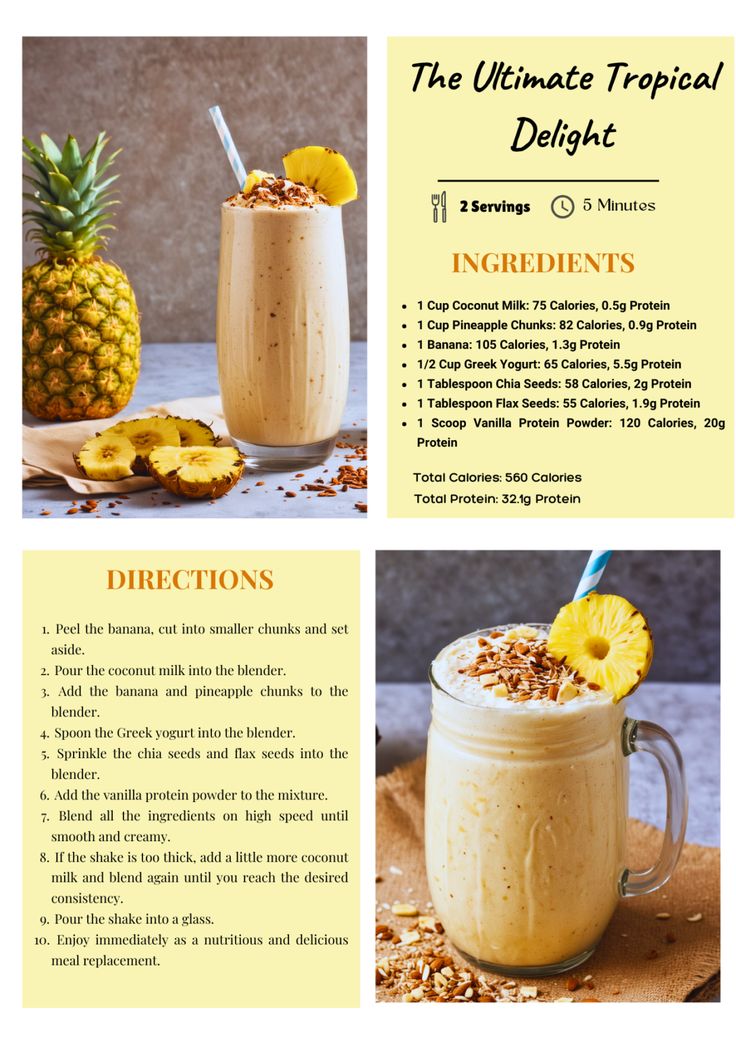 the ultimate tropical delight smoothie recipe is shown in three different pictures, including pineapple and