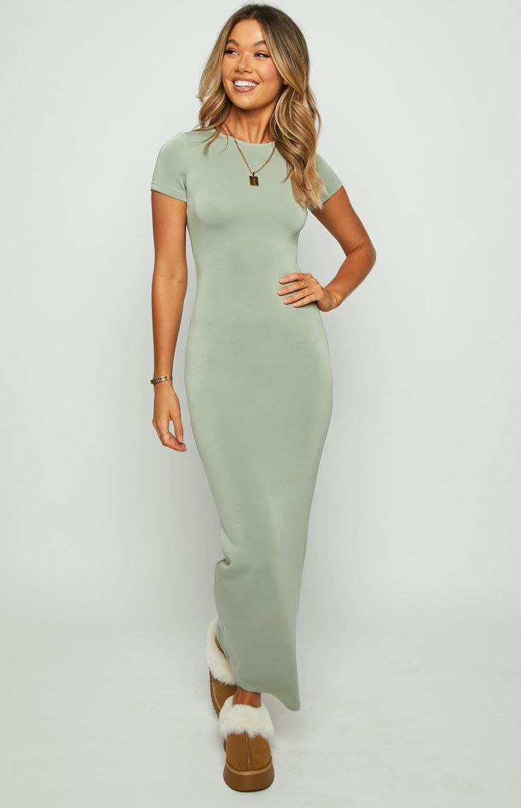 * Green Butter Soft Maxi Dress 
 * 
 
 * HOW TO STYLE 
 * This green maxi dress () is the perfect way to style cozy and cute this winter. Whether you're lounging around the house or going out with the girls, this dress has got you covered! Pair with your fave heels () and sparkly jewellery () for an extra special night out. OR style with house slippers and a headband () for that comfy & chill vibes. Get your fashionista on! 
 * 
 
 * FEATURES 
 * Maxi length 
 * Short sleeves 
 * High neckline Green Butter, Prom Midi Dress, Green Maxi Dress, 60's Dress, Summer Playsuit, Chill Vibes, Semi Formal Dresses, Green Maxi, Strapless Tops