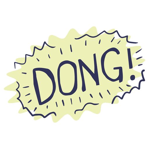 the word dong written in black ink on a yellow background