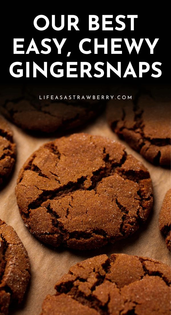 chocolate cookies with the words our best easy chewy ginger snaps