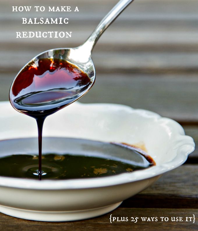 a spoon full of balsamic sauce with the words how to make a balsamic reducer and 25 ways to it while cooking