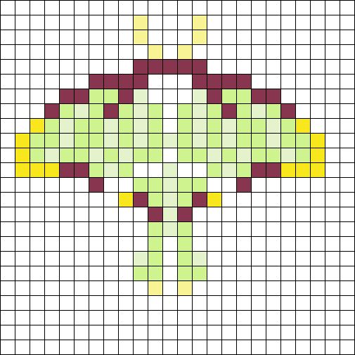 a cross stitch pattern with yellow and purple squares