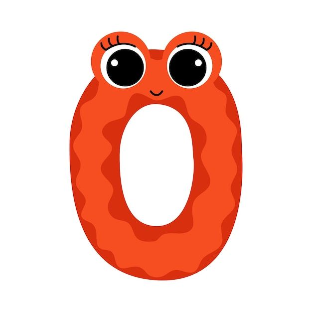 the letter o has eyes and is orange