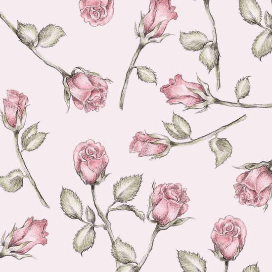 a drawing of pink roses on a white background