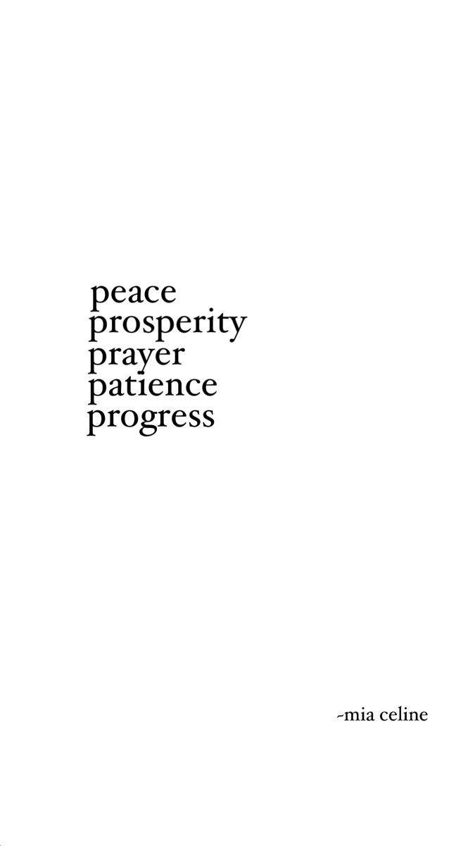 a book cover with the words peace prosperity prayer progress written in black on white paper