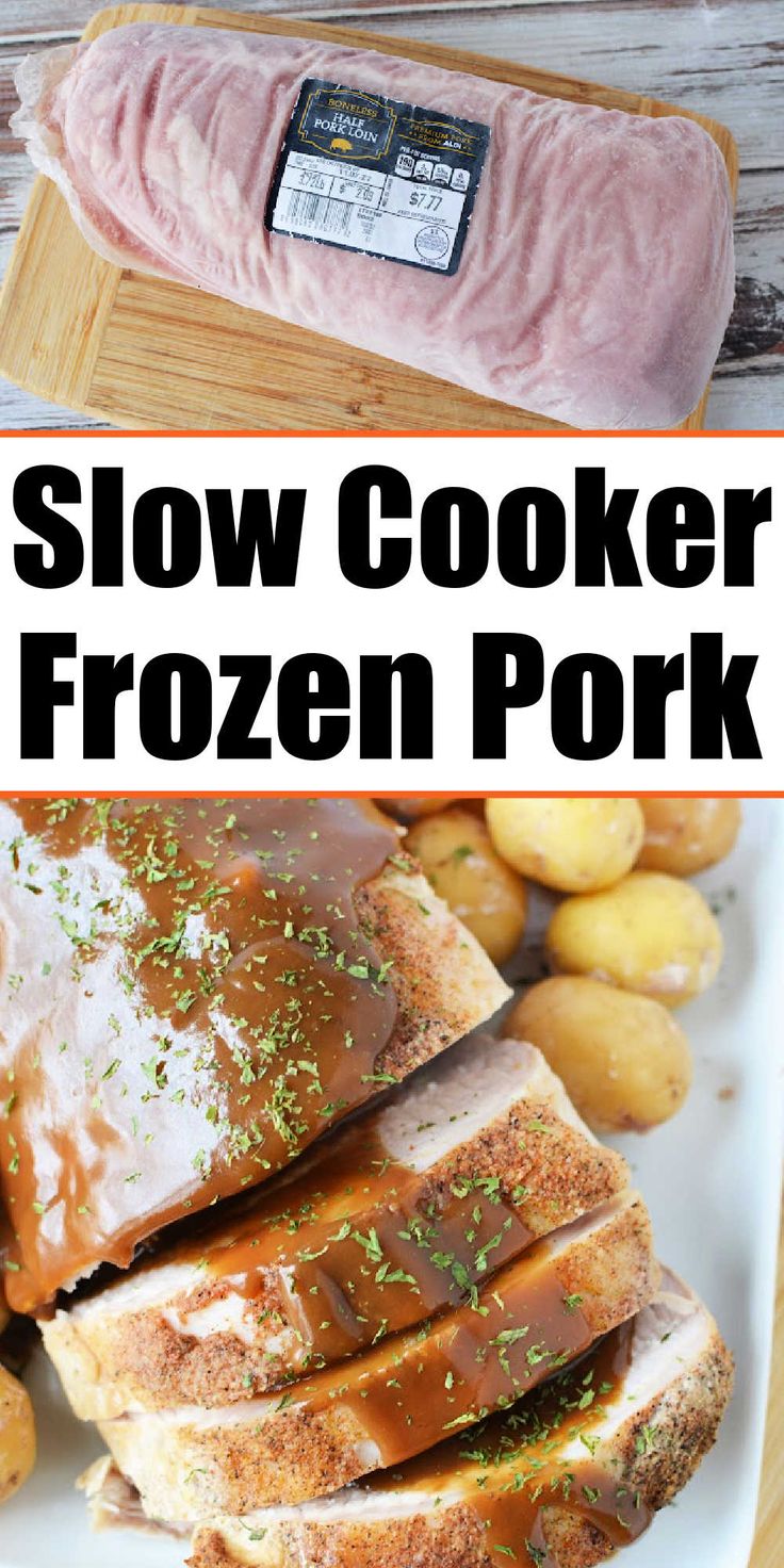 this slow cooker frozen pork recipe is so easy to make