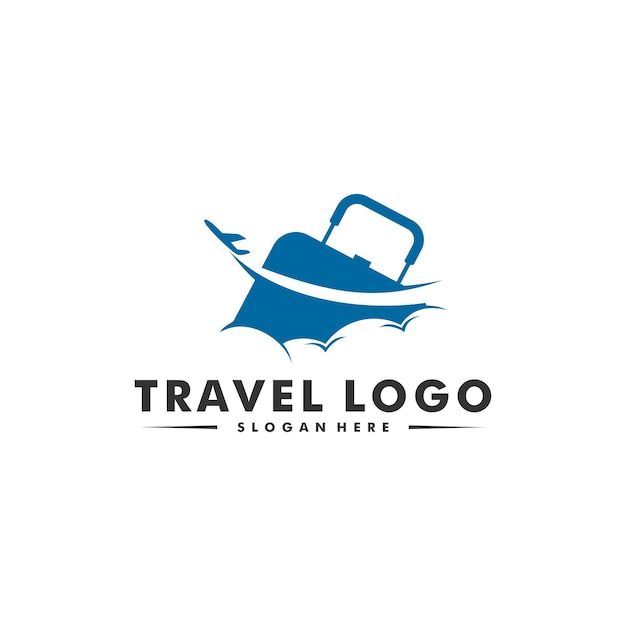 the logo for travel company is blue and has an image of a boat on it