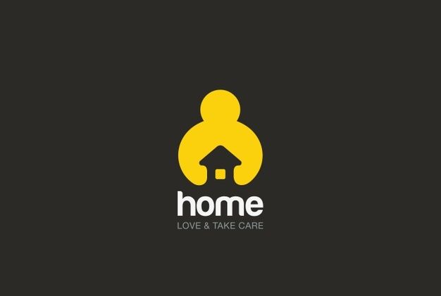 the logo for home love and take care, which is designed to look like a woman with