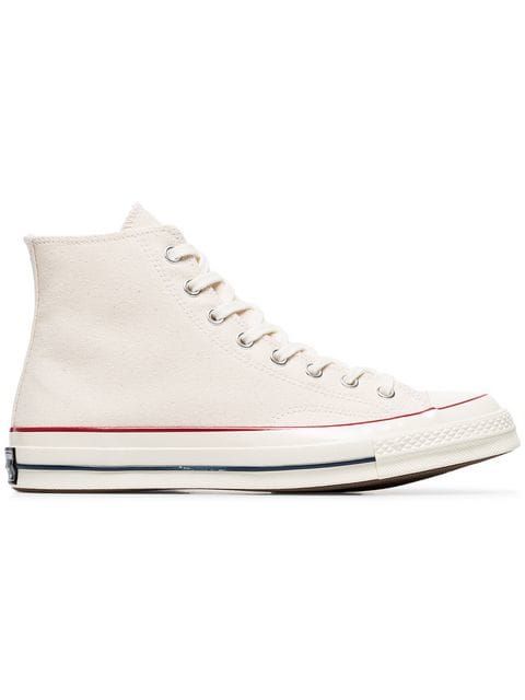 Converse white Chuck Taylor All Stars 70 canvas high top sneakers Converse Chuck 70 High Top, Canvas High Top Sneakers, Vans Shoes Women, White Chuck Taylors, White Chucks, Black And White Vans, Skater Shoes, Converse White, Converse Chuck 70