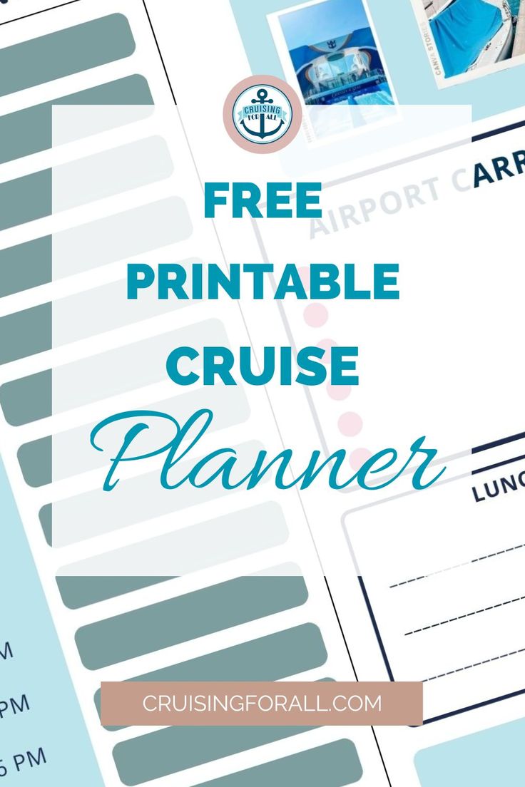 the free printable cruise planner is on top of a blue and white striped background