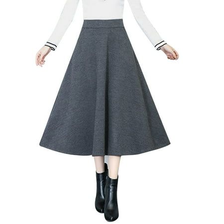 Womens Winter Vintage High Elastic Waist A Line Pleated Wool Midi Skirt Lady Skirt Features: High Waist, rib-knit, thigh, side split, Calf Length, pencil skirt Basics and elegant, cute looking with crop top, cami, tee shirt, blouse Women casual long side slit skirt for daily wear This slim body skimming midi skirt with a back slit is the perfect coordinate to back to a fun patterned sweater or a slouchy turtleneck for a cozy set Can be paired with sweaters, best for spring, autumn and winter as Wool Midi Skirt, Plus Size Skirt, Elastic Skirt, Skirt Wrap, Patterned Sweater, Pleated Tennis Skirt, Leopard Print Skirt, Fashion Media, Winter Vintage