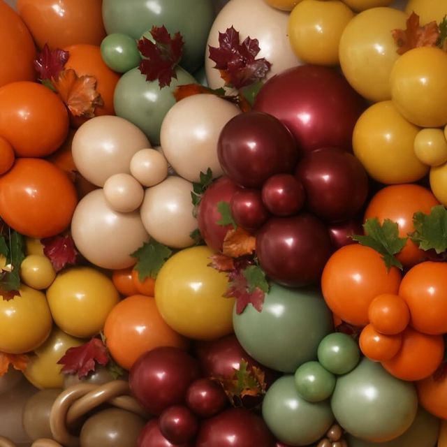 an assortment of fruits and vegetables are arranged in the same pattern as each other, including oranges, yellows, and red