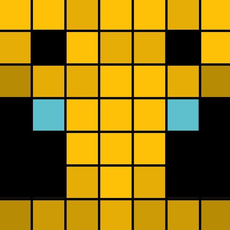 an abstract yellow and black tile pattern with blue squares on the bottom right corner,