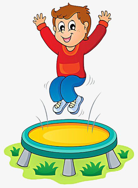 a boy jumping on a trampoline clip art, transparent png and psd