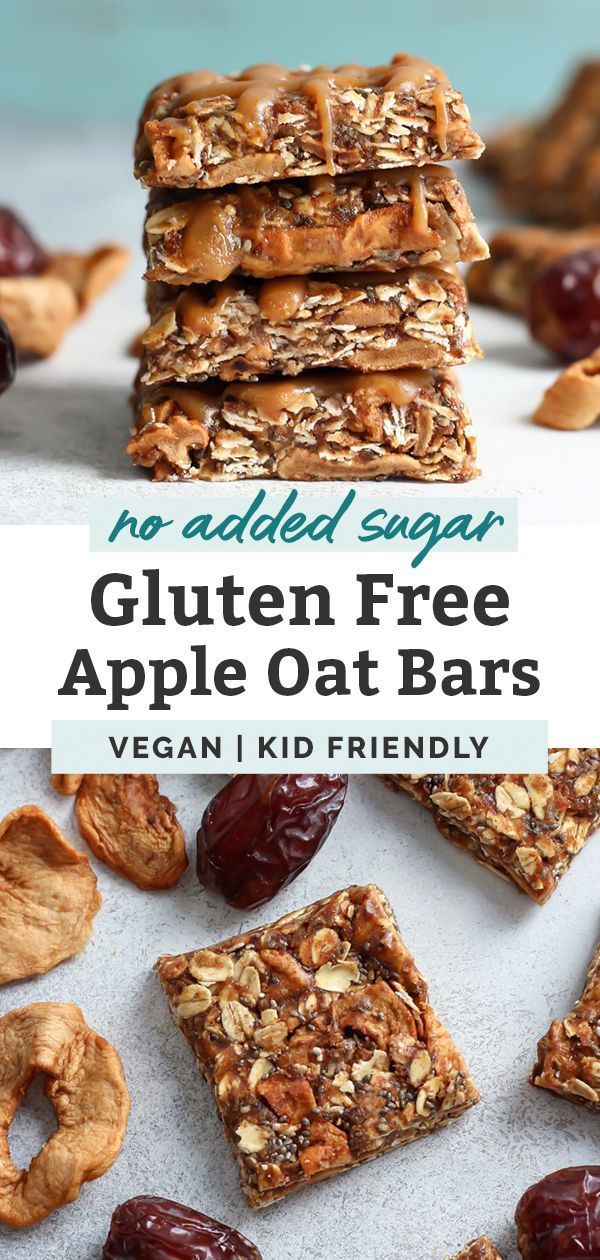 no - added sugar gluten free apple oat bars stacked on top of each other