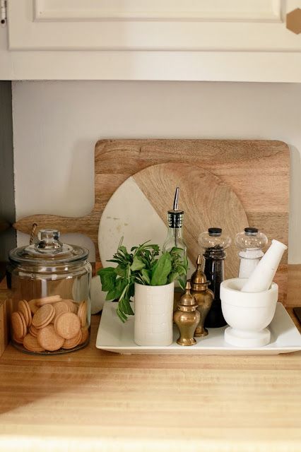 the kitchen counter is clean and ready to be used as an appliance for cooking