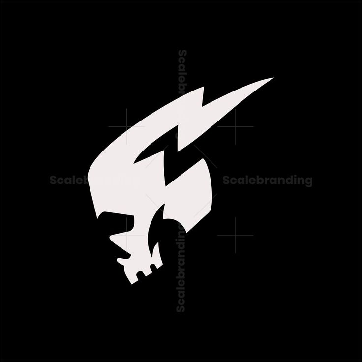 a skull with lightning bolt on it's head in the middle of a black background