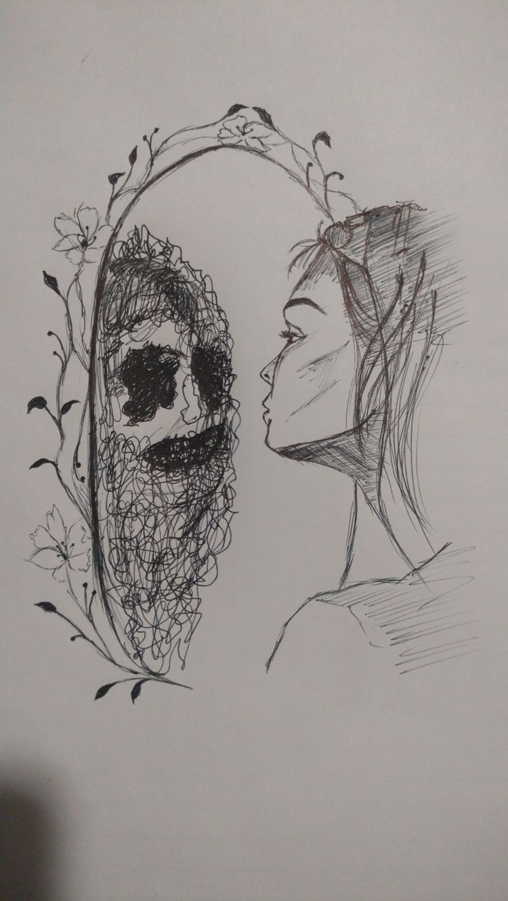 Sketch , pen Sketch, black and white, drawing Surreal Sketch Ideas, Doodles Related To Mental Health, Imaginary World Drawing Easy, Deep Meaning Drawing Ideas, Art Psychology Drawing, Sketch Ideas Deep Meaning, Deep Meaning Dark Art, Drawings With Dark Meanings, Split Personality Art