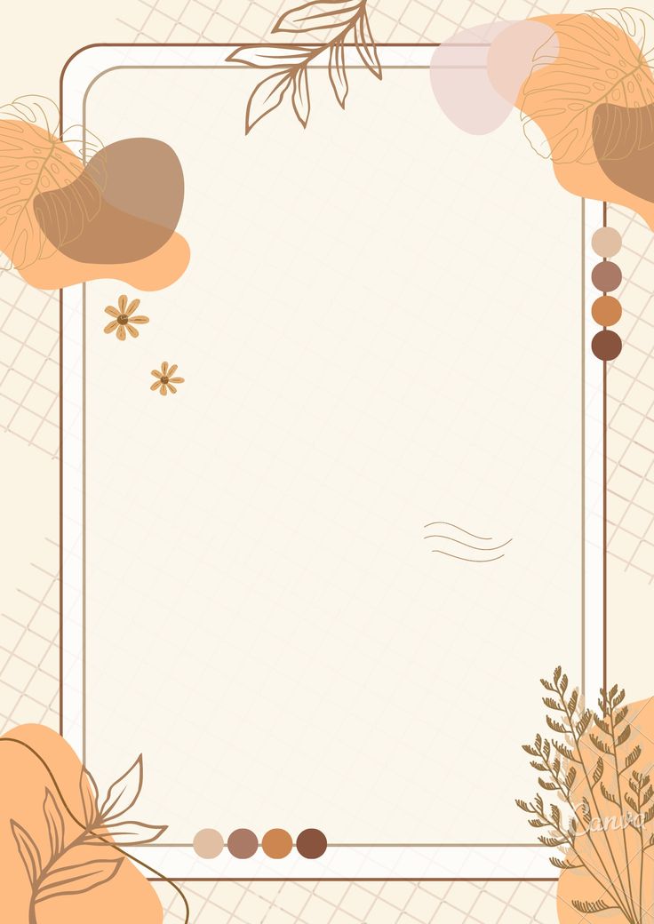 an autumn frame with leaves, acorns and other things on the edges in pastel colors