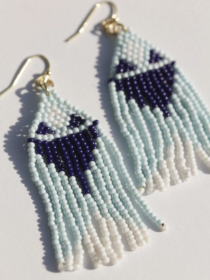 Classic beaded drape earrings with tones of ocean and sky 🌊 Fair trade Handcrafted in India Glass beads Hypoallergenic & nickel free Measures 2.75" in length Blue Dangle Chandelier Earrings For Summer, Handmade Light Blue Jewelry For Summer, Unique Blue Jewelry For Summer, Unique Blue Summer Jewelry, Blue Beaded Ear Wire Earrings For Summer, Blue Beaded Earrings With Ear Wire For Summer, Adjustable Beaded Blue Earrings, Adjustable Blue Beaded Earrings, Blue Chandelier Earrings With Colorful Round Beads