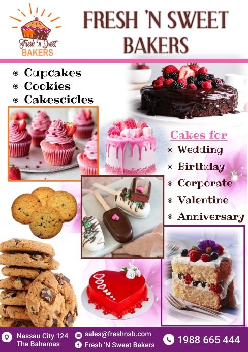 Editable Flyers Cakes & Pastries, Bakers & confectionery Restaurant & Hotels Food poster Designs Cake Advertising Design Poster, Cake Poster Advertising, Cake Advertising Poster, Pop Up Bakery, Cake Poster, Cakes Pastries, Fantasy Cake, Cake Pricing, Dessert Chocolate