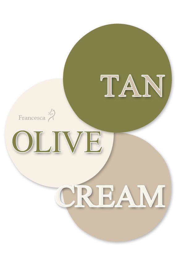 three circles with the words tan, olive and cream