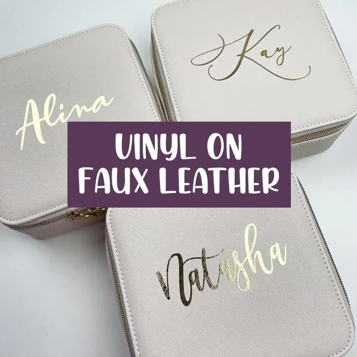 three personalized faux leather cases are shown