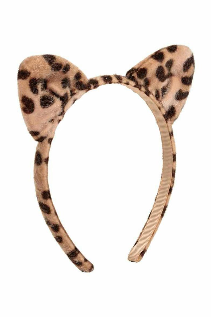 a leopard print cat ears headband on a white background