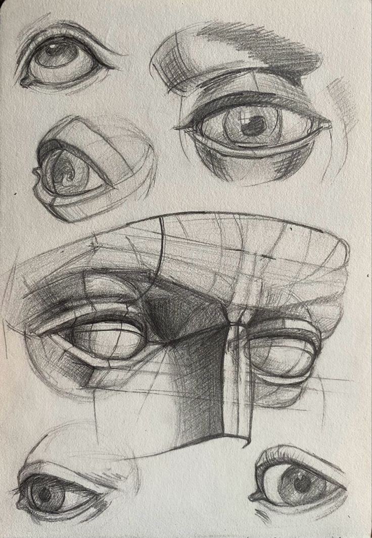 some drawings of different eyes and shapes