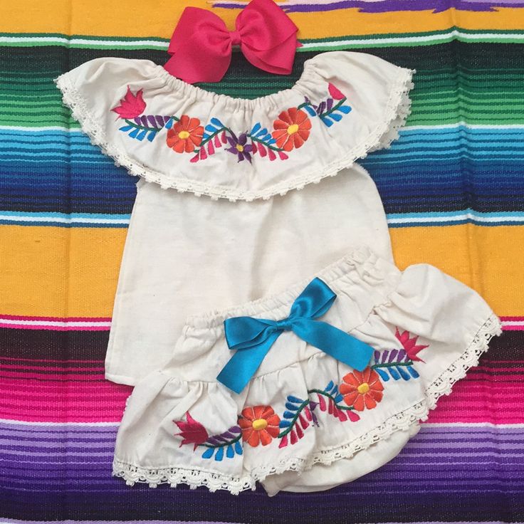 Cute Mexican Outfit Embroidered Size : 2 Years Old Baby Girl New - No Tags - Hand Made Hand Wash Only Cute Embroidered Cotton Sets, White Cotton Sets With Machine Embroidery, White Cotton Sets With Embroidered Hem, Cute White Sets With Floral Embroidery, Cute White Floral Embroidered Sets, Cute White Floral Embroidery Sets, Cute Embroidered Spring Sets, Cute Multicolor Embroidered Tops, Charro Outfit For Boys