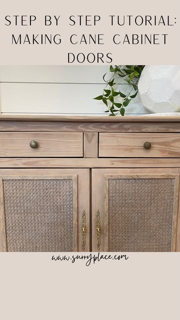 the step by step guide to making cane cabinet doors for an old dresser or hutch