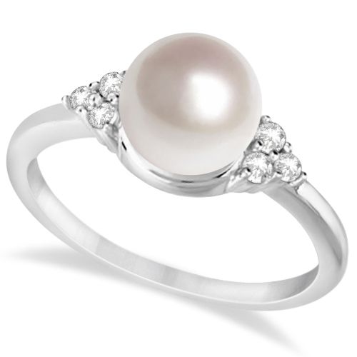 https://www.allurez.com/pearl-jewelry/pearl-rings/freshwater-cultured-pearl-and-diamond-accented-ring-14k-w.-gold-7-8mm/pid/14038/550 Beautiful Promise Rings, Pearl Diamond Ring, Silver Pearl Ring, Sterling Silver Jewelry Rings, Pearl And Diamond Ring, Diamond Fashion Rings, Diamond Rings Bands, Pearl Diamond, Pearl Stud Earrings