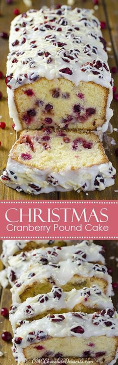 christmas cranberry pound cake with white icing