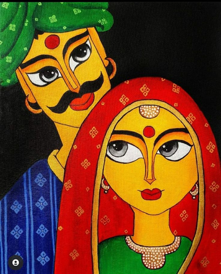 Rajasthani Canvas Painting, Folk Art Painting Easy, Rajasthani Art Design, Good Paintings, Folk Art Drawing, Simple Easy Painting Ideas, Folk Art Paintings, Rajasthani Painting, Rajasthani Art