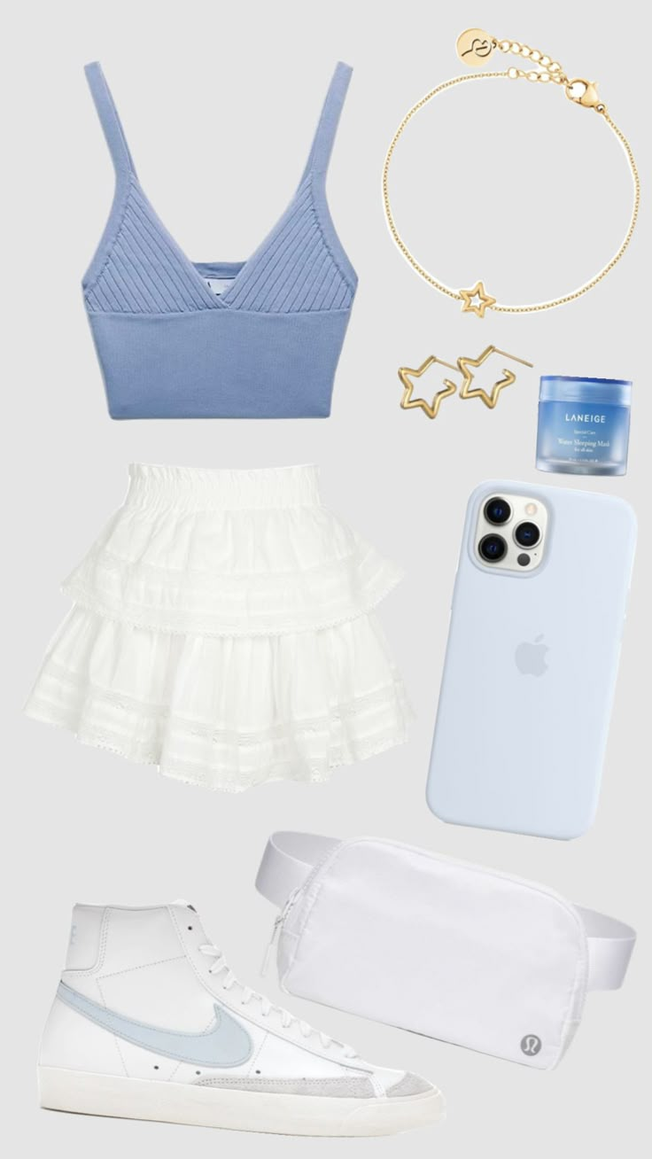 Ootd Preppy, Blue Summer Outfits, Blue Preppy, Cute Nike Outfits, Preppy Summer Outfits, Casual Preppy Outfits, Beach Wear Outfits, Looks Party, Trendy Outfits For Teens