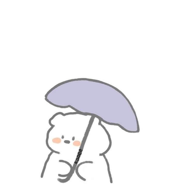 a drawing of a bear holding an umbrella