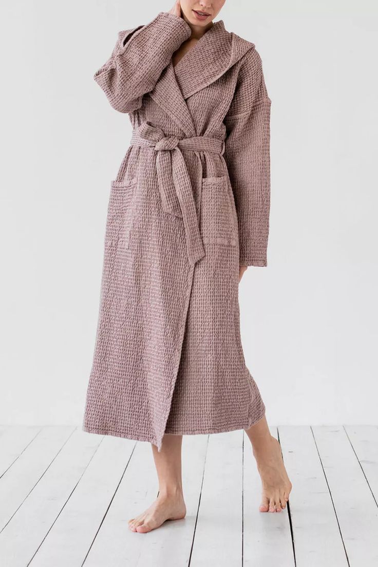 MagicLinen Waffle Hooded Bath Robe | Urban Outfitters Women Cotton Robe, Target Bath Robe, Womens Winter Robes, Waffle Knot Robe, Flannel Robe Women, Vintage House Robes, Teddy Bear Bath Robe, Bath Robe With Hood, Bath Robe Fabric