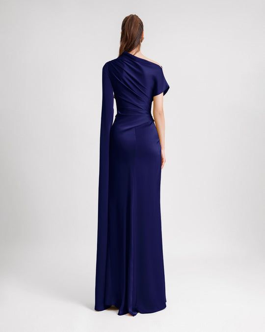 Gemy Maalouf | Evening Dresses | Asymmetrical Neckline Draped Dress Draped Dress, Evening Dresses Long, Asymmetrical Dress, Mother Of The Bride Dresses, Floor Length, Mother Of The Bride, Green Dress, Length Sleeve, Evening Dresses