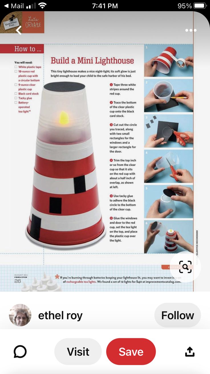 the instructions for how to make a lighthouse lamp