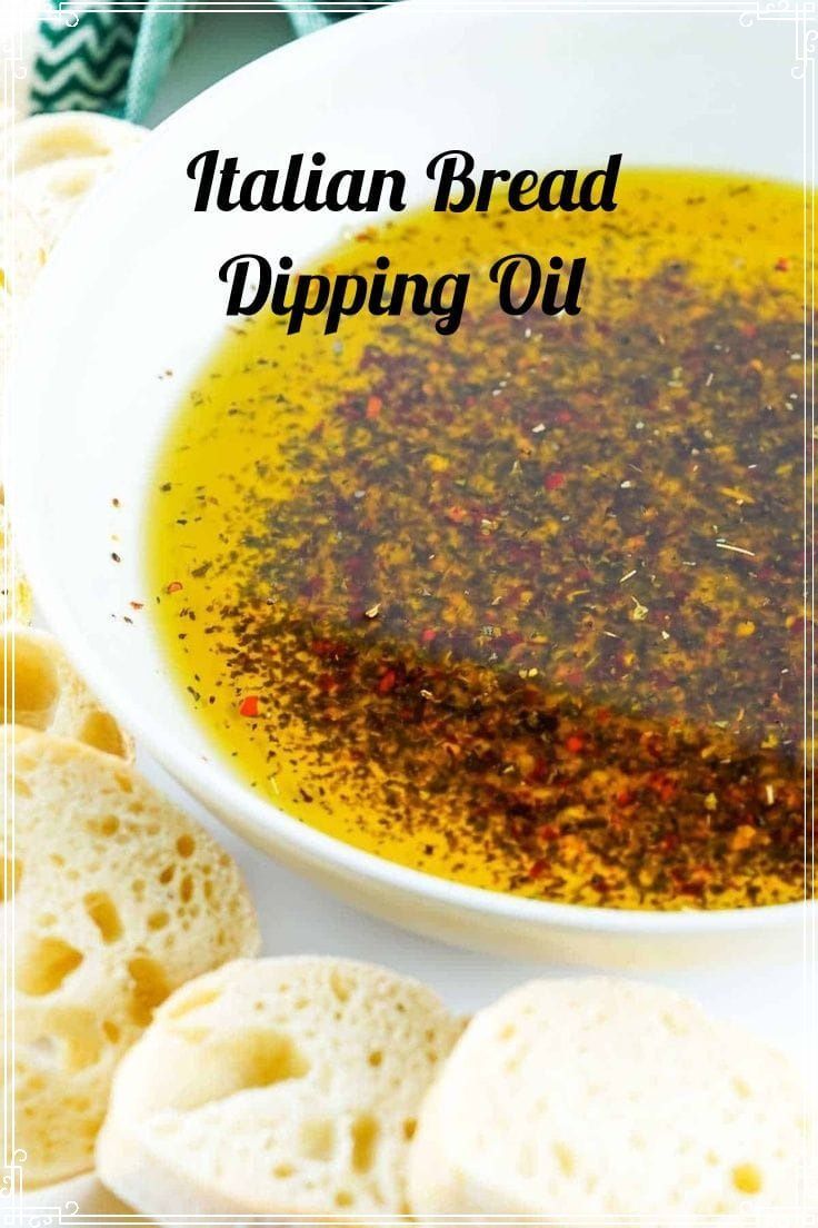 italian bread dipping oil in a white bowl