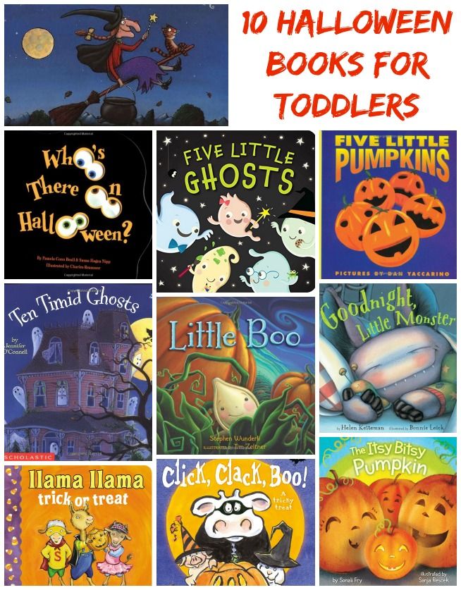 halloween books for toddlers with pumpkins and ghost faces in the background, including five little