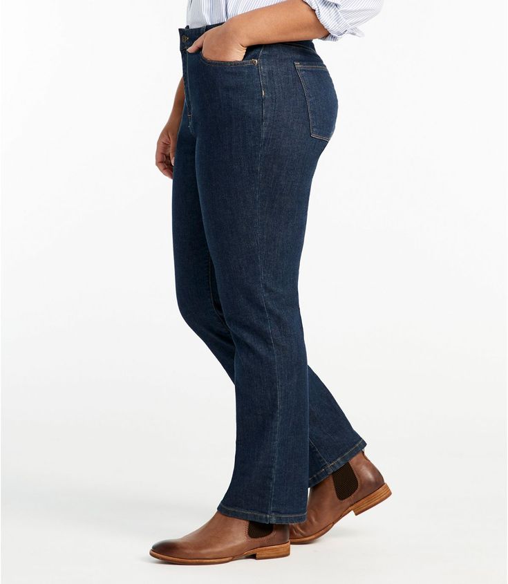 Women's True Shape Jeans, Straight-Leg | Straight at L.L.Bean Everyday Medium Wash Straight Leg Bottoms, Straight Leg Medium Wash Bottoms For Everyday Use, Everyday Straight Leg Medium Wash Bottoms, Fall Denim Jeans For Everyday Use, Everyday Fitted Straight Leg Bottoms, Straight Leg Bottoms For Everyday Fall Use, Dark Wash Bottoms With Five Pockets For Everyday Use, Everyday Use Straight Leg Bottoms With Five Pockets, Everyday Dark Wash Bottoms With Five Pockets