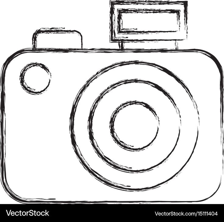 a black and white drawing of a camera