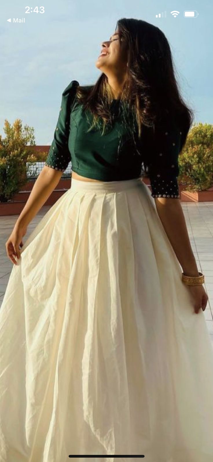 Crop Top Ideas For Skirt, Kerala Dressing Style, Kerala Style Lehenga Designs, Top And Skirt Outfit Wedding, Saree Hairstyles With Jasmine, Onam Dress Ideas For College, South Indian Skirt And Blouse, Traditional Top And Skirt, Skirt Top Indian Outfit Traditional