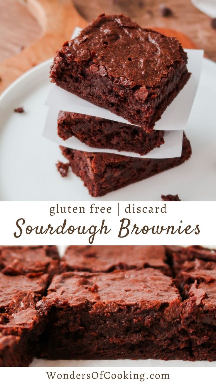 chocolate brownies stacked on top of each other with the words gluten free disso