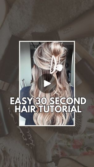 Ways To Style Your Hair, Easy Hair Tutorials, Easy Updos For Long Hair, Long Hair Updo, Hair Tutorials Easy, A Hairstyle, Happy Hair, Half Up Half Down Hair, Easy Hair