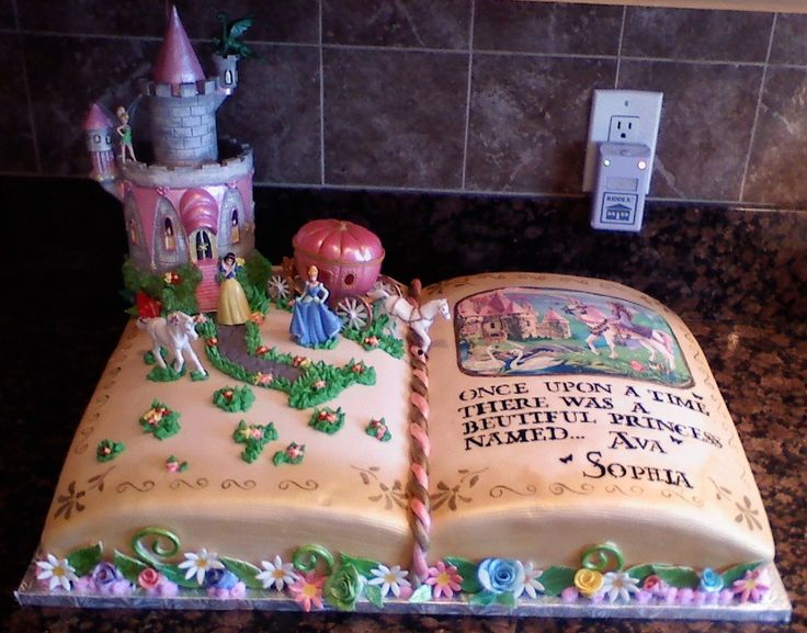 an open book shaped cake sitting on top of a counter